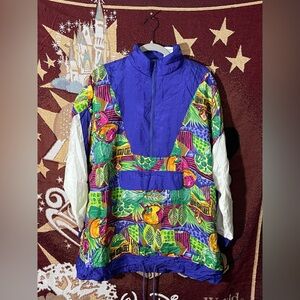 Vintage Women’s 80s/90s Avait Sportif Abstract Fruits art Windbreaker Jacket L